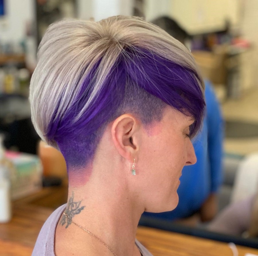 blonde pixie with purple underneath