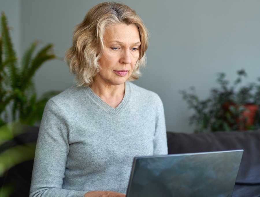 wavy blonde bob cut for women over 60