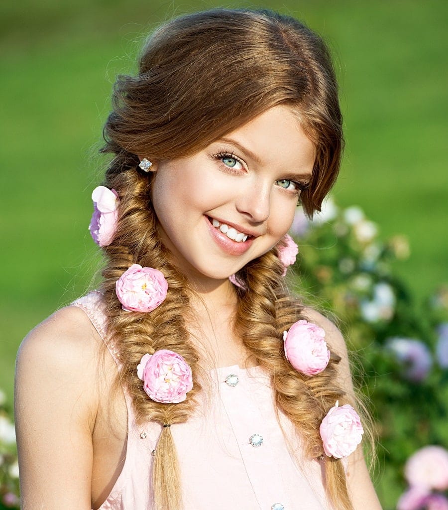 braided hairstyle for little bridesmaids