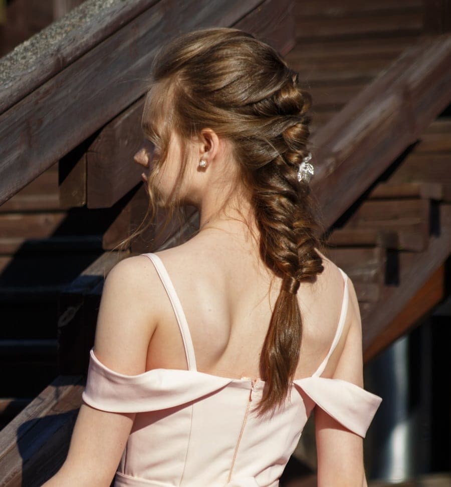 long braided hairstyle for bridesmaids