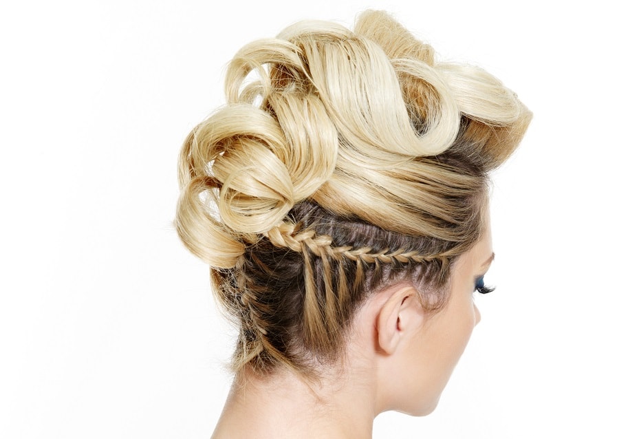 braided prom hairstyle for short blonde hair