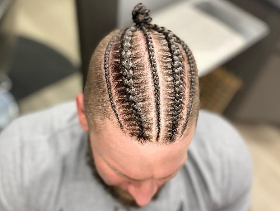 man bun with cornrows