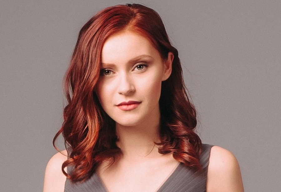 bridesmaid hairstyle for medium red hair