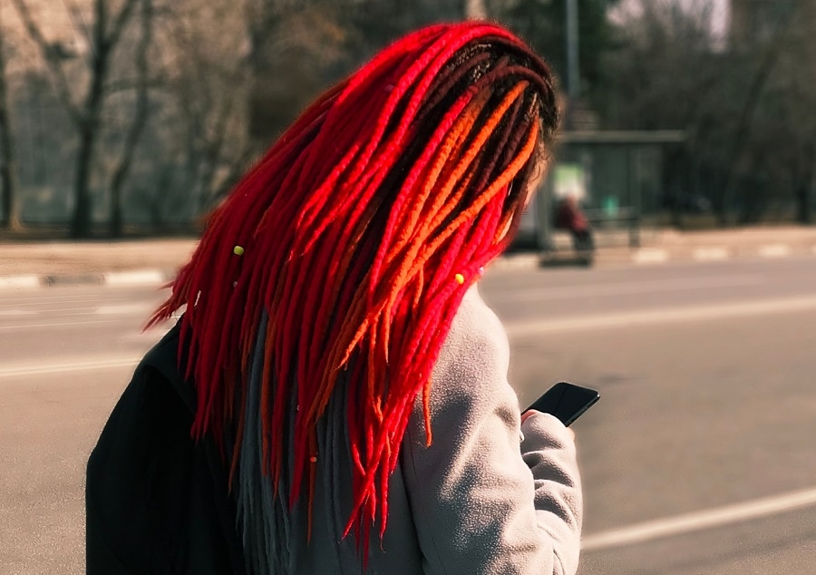 bright red dreadlocks