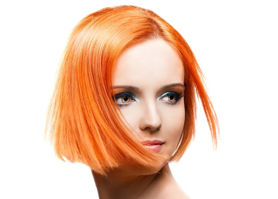 chin length orange colored bob