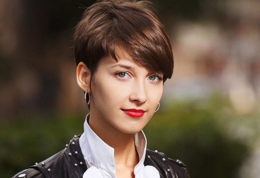 chocolate brown pixie cut