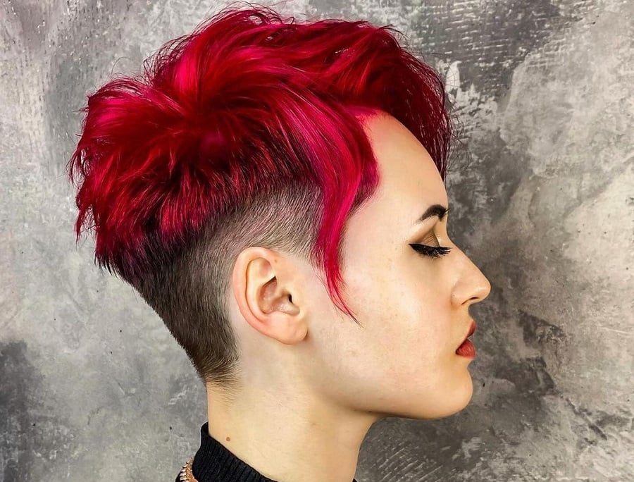 undercut with red short choppy hair