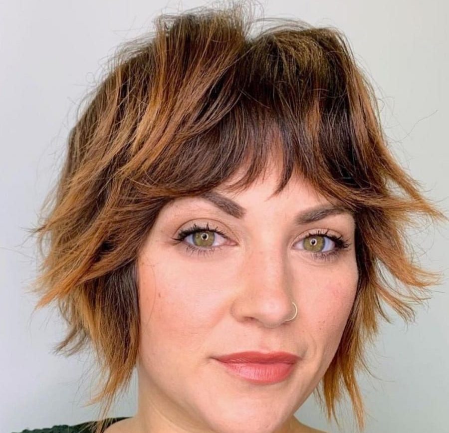 short choppy hair with highlights