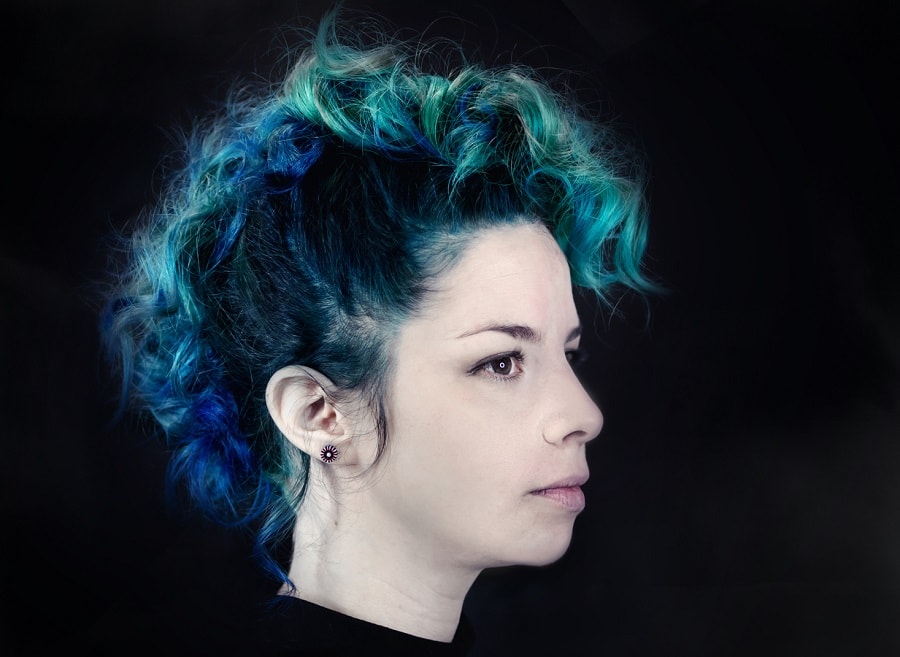 curly blue mohawk for women