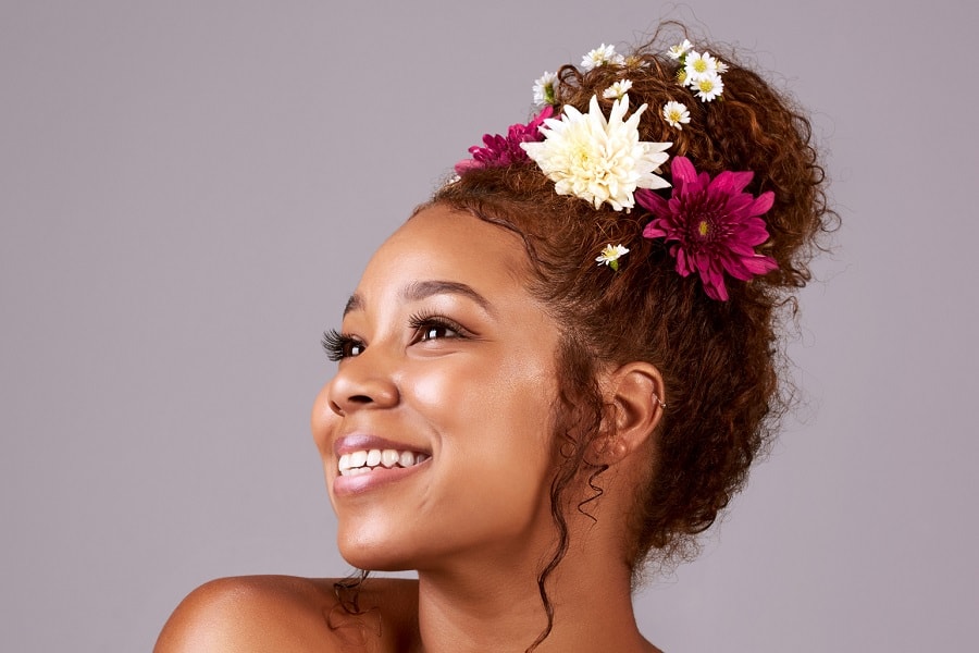 curly high updo for black women