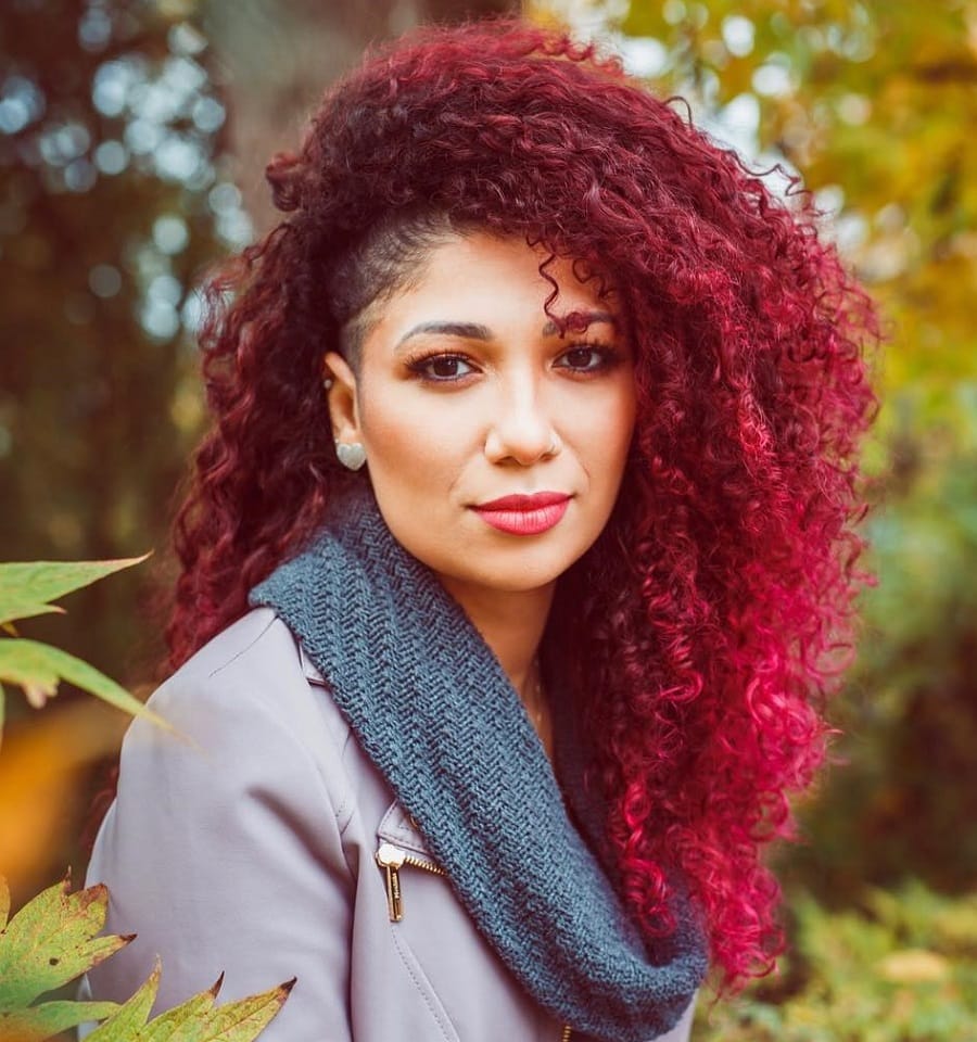 curly magenta pink hair