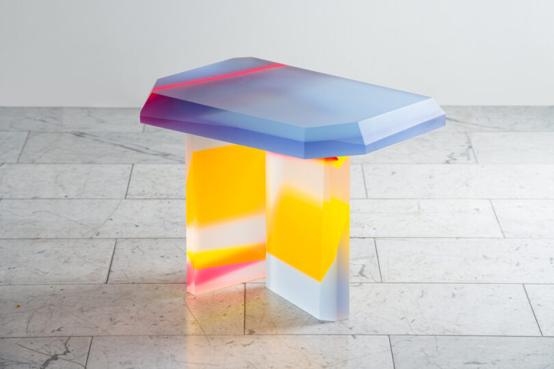 colorful lucite coffee table