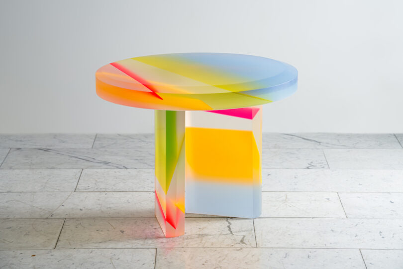 colorful lucite coffee table