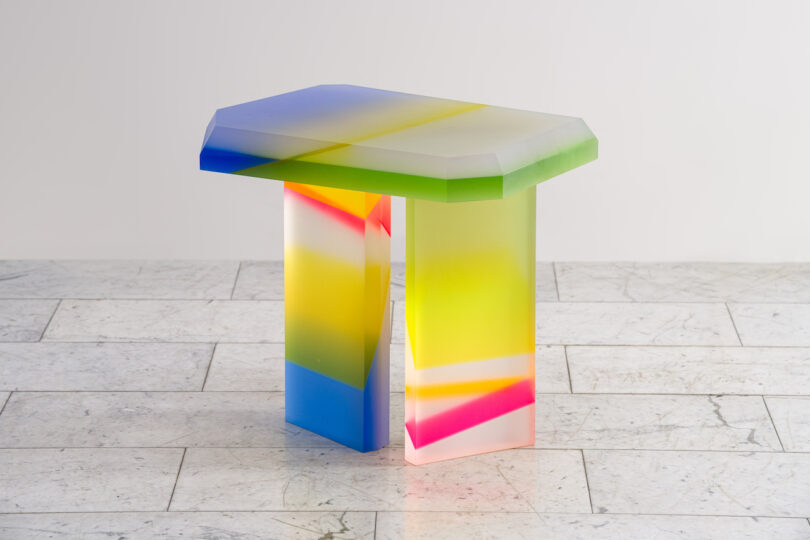 colorful lucite coffee table