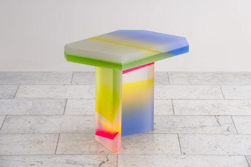 colorful lucite coffee table