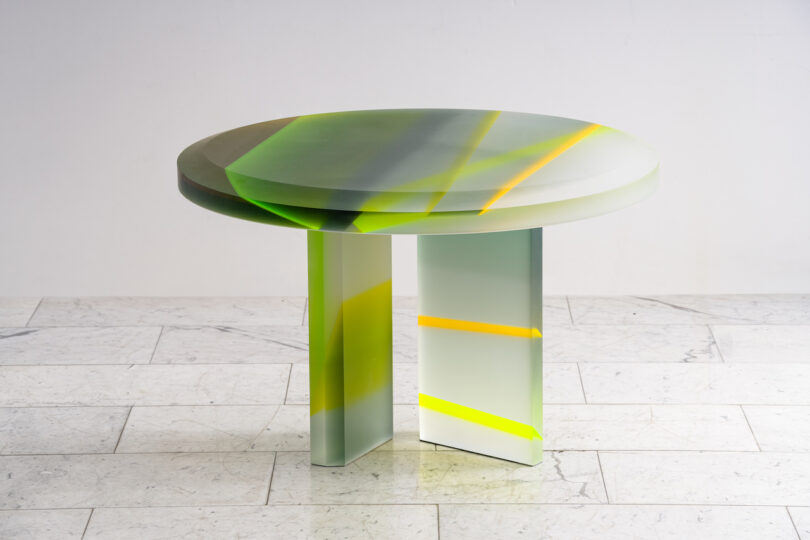 colorful lucite coffee table