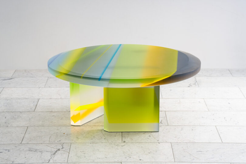 colorful lucite coffee table