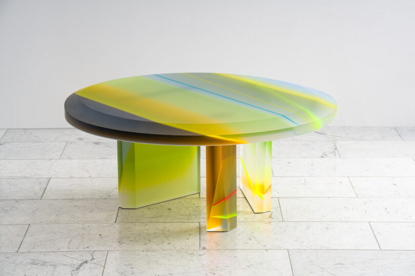 colorful lucite coffee table