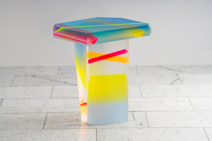 colorful lucite coffee table