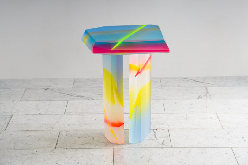 colorful lucite coffee table