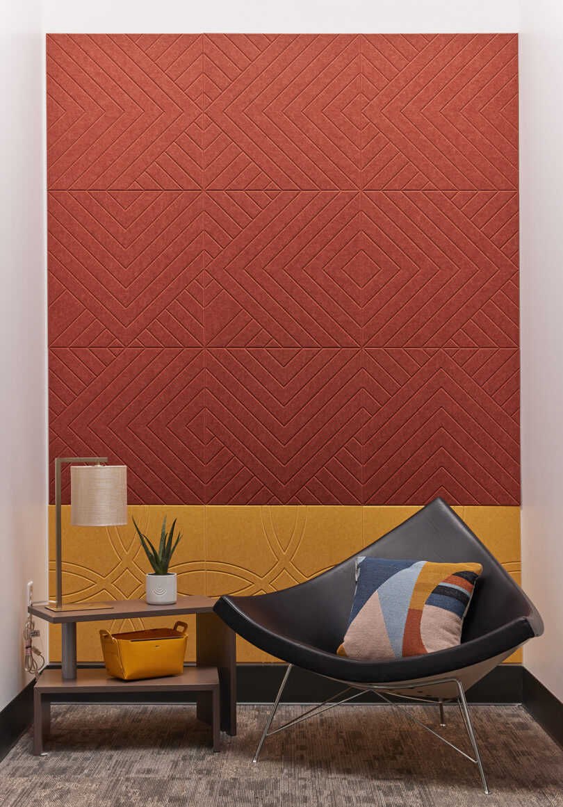 rust and mustard acoustic wall tiles