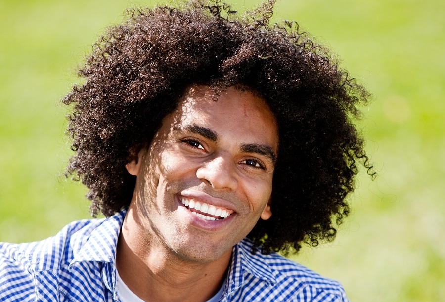 long afro curls for black men