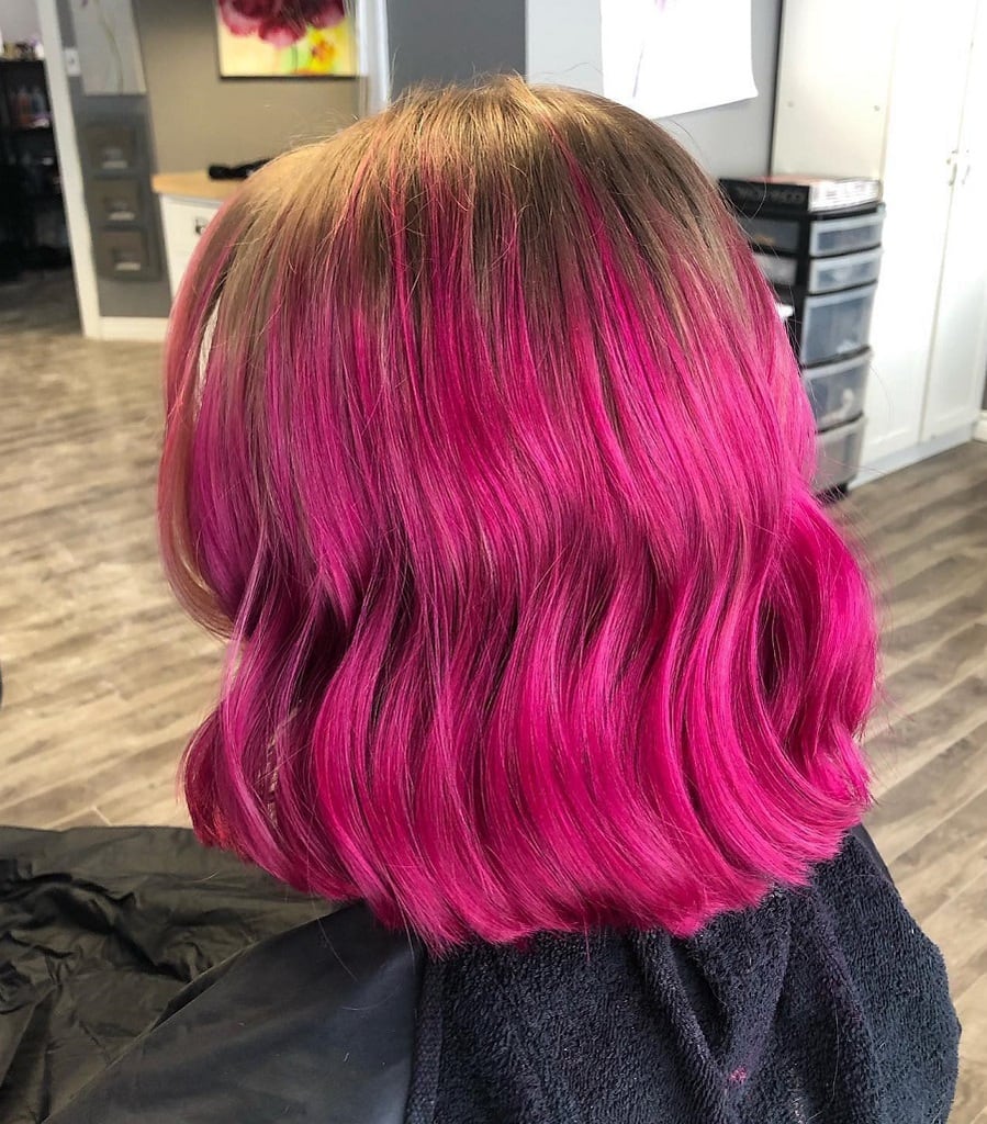 magenta balayage bob