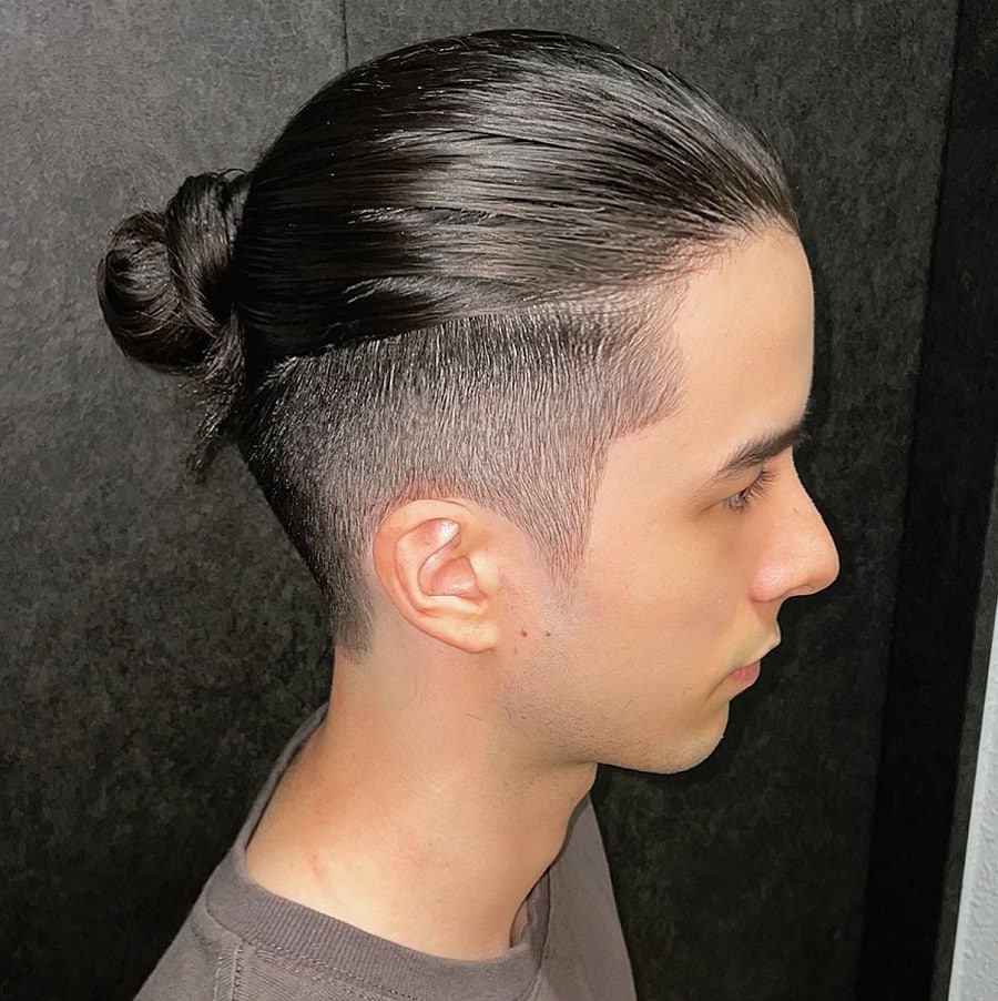 man bun with temp fade