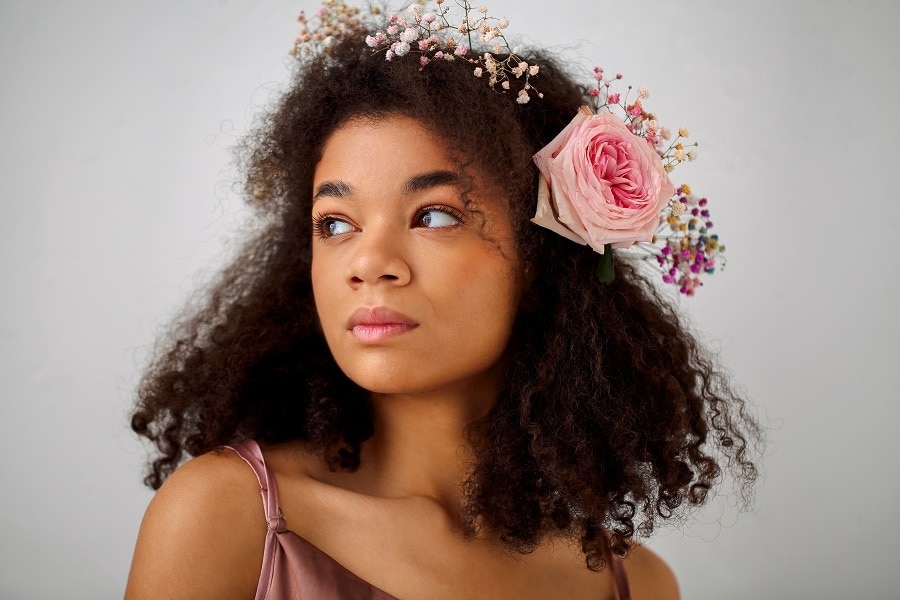 medium afro hairstyle for black bridesmaid