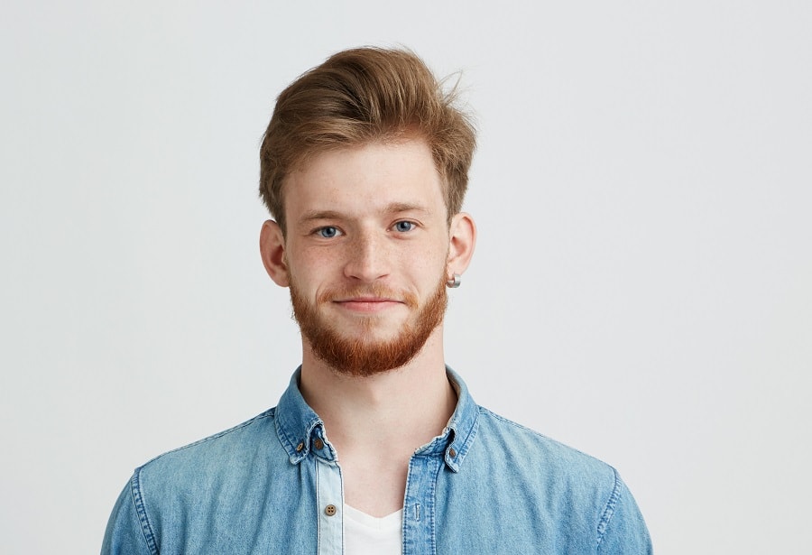 pompadour with thick blonde hair for men