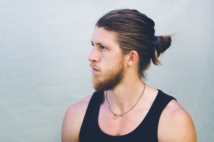 man bun with thick hair