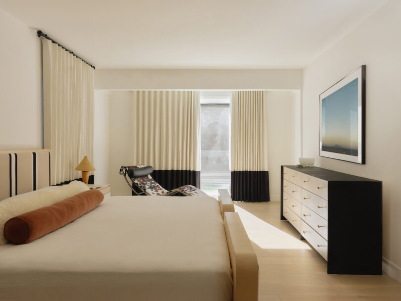 Master bedroom in the Hollywood Hills residence