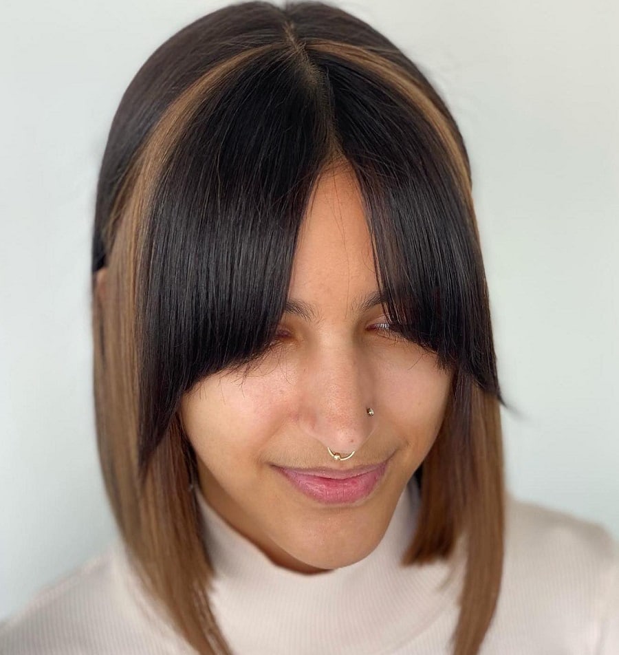 mushroom brown long bob