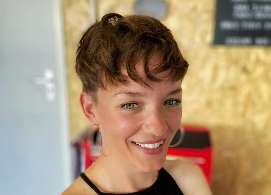 short pixie cut with bangs for women