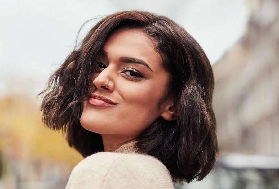 thick chocolate brown bob