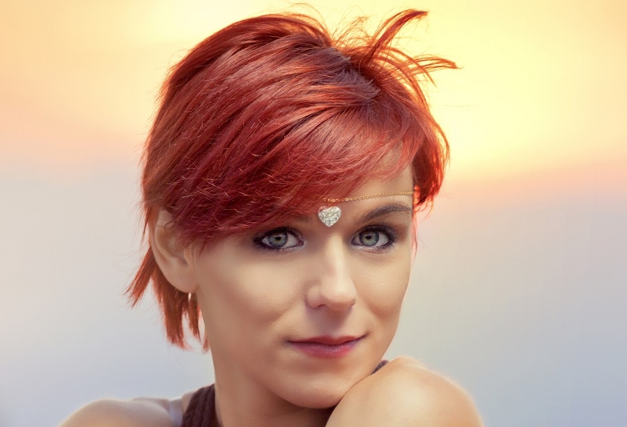 short pixie with red hair