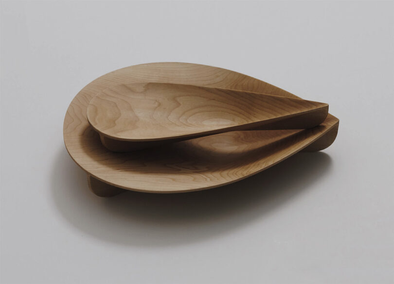 Two nesting wood Drop Trays