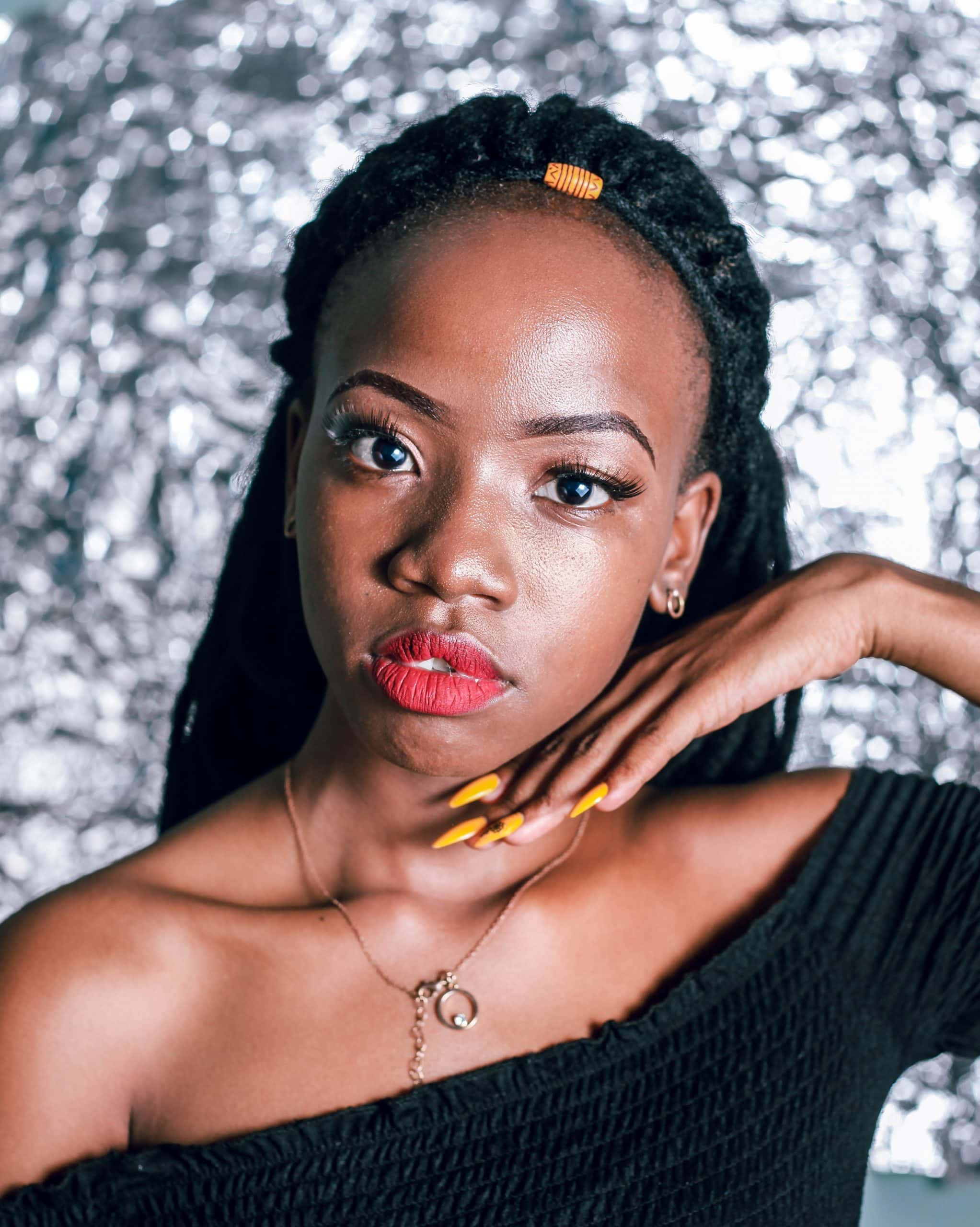 long afro hair with tribal braids