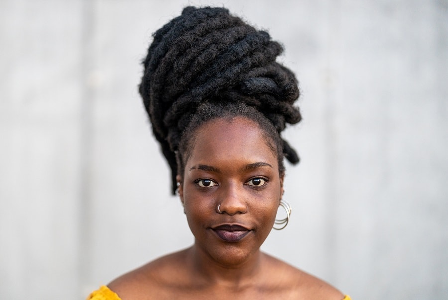 updo with dreads for black women