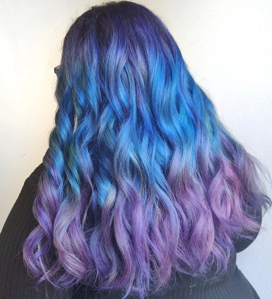 wavy blue and purple hair